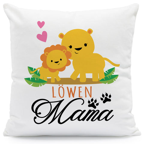 Bedrucktes Kissen mit Spruch Löwen Mama
