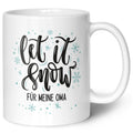Bedruckte Tasse mit Weihnachtsmotiv im Let it Snow Design