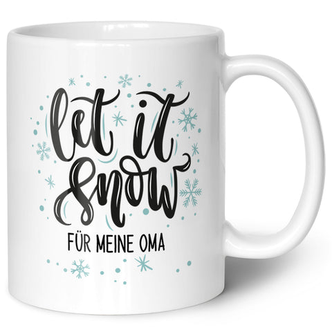 Bedruckte Tasse mit Weihnachtsmotiv im Let it Snow Design