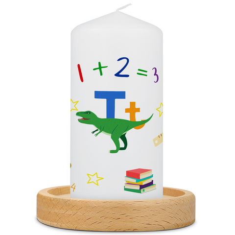 Kleine Kerze "Dino ABC" zur Einschulung