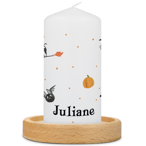 Kleine Kerze "Halloween Motive" mit Namen