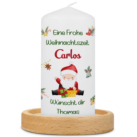 Weihnachtskerze "Fröhliche Weihnachtszeit" mit Namen