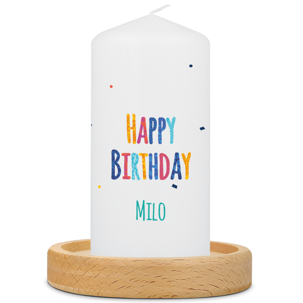 Kleine Kerze "Happy Birthday" mit Namen und Alter zum Geburtstag GRAVURZEILE