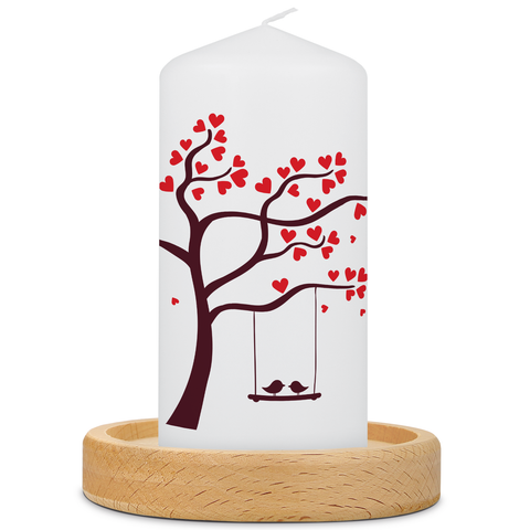 Kleine Kerze "Herzbaum" für Paare