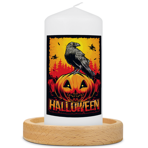 Kleine Kerze "Halloween Rabe Kürbis"