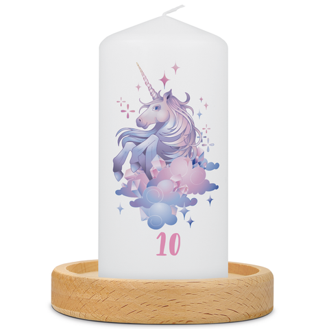 Kleine Geburtstagskerze "Magisches Einhorn" mit Alter