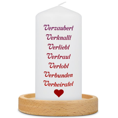 Kleine Kerze "Verzaubert Verknallt Verliebt"