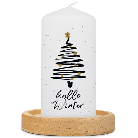 Weihnachtskerze "Hallo Winter"