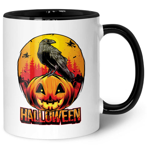 Bedruckte Tasse mit Motiv im Halloween Raben Design