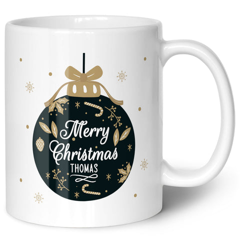Bedruckte Tasse mit Weihnachtsmotiv im Weihnachtskugel Design