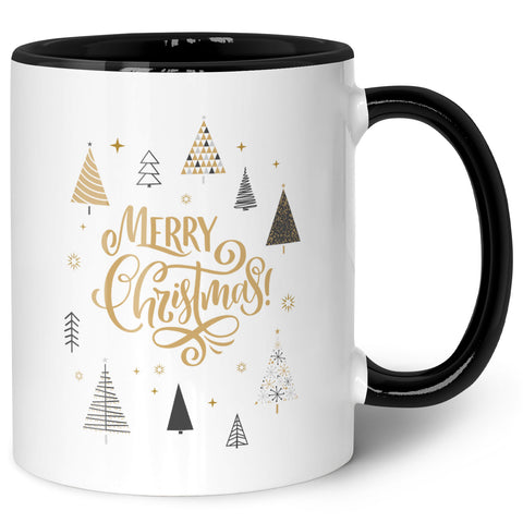 Bedruckte Tasse mit Weihnachtsmotiv im Weihnachtsbäume Design