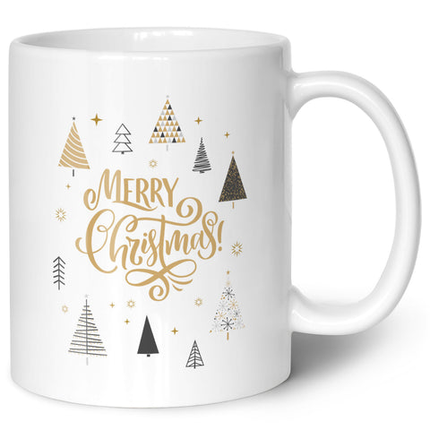 Bedruckte Tasse mit Weihnachtsmotiv im Weihnachtsbäume Design