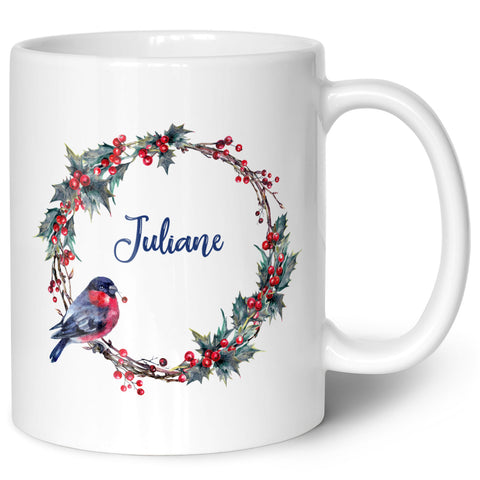 Bedruckte Tasse mit Weihnachtsmotiv - Weihnachtskranz