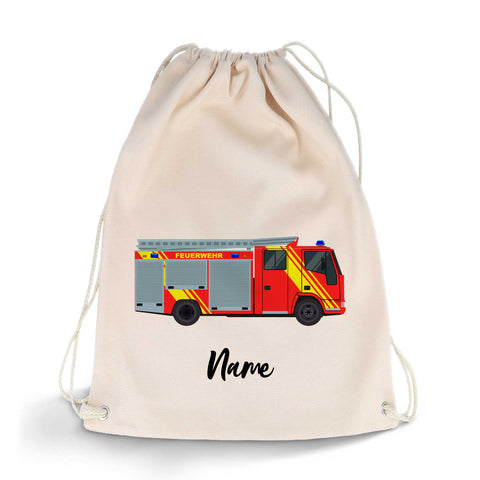 Bedruckter Turnbeutel für Kinder im Cartoon Feuerwehr Design
