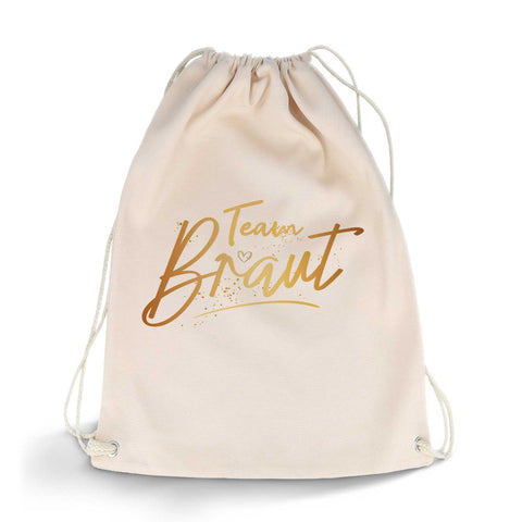Bedruckter Turnbeutel im Team Braut Design