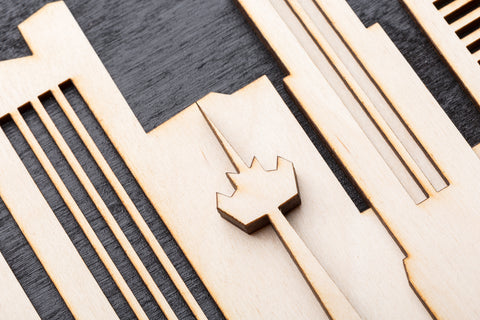 3D Wandbild aus Holz Skyline Hamburg