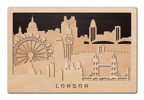 3D Wandbild aus Holz Skyline London 2017