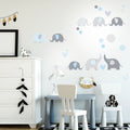 Wandsticker Set Elefanten, Herzen & Kreise