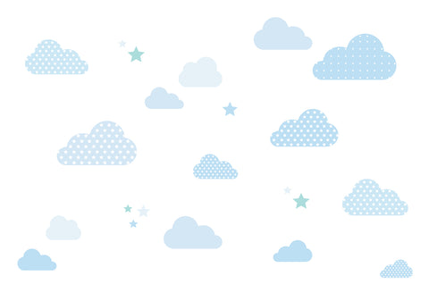 Wandsticker Set Pastell Wolken & Sterne