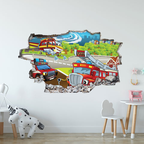 Wandtattoo Kinderzimmer Feuerwehr Design