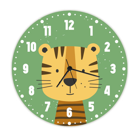 Wanduhr für Kinder im Tiger Design - mit UV Druck