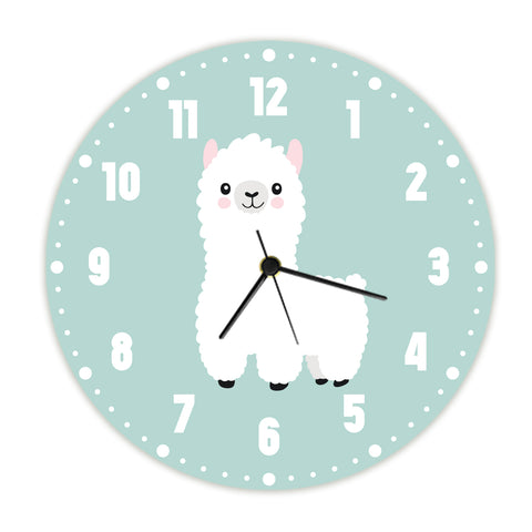 Wanduhr für Kinder im Lama Design - mit UV Druck