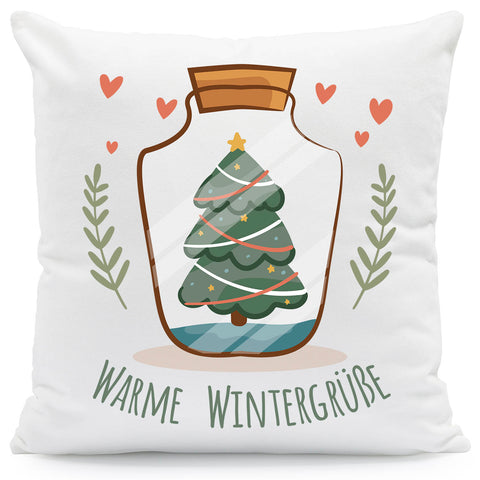 Kissen mit Weihnachtsmotiv - Warme Wintergrüße - Weihnachtsdeko - Für Frauen & Männer