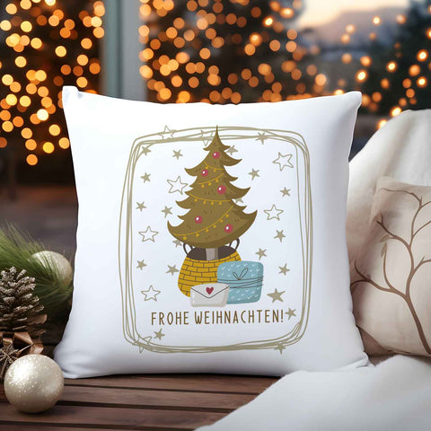 Kissen mit Weihnachtsmotiv mit Namen - Frohe Weihnachten Christmas tree - Weihnachtsdeko
