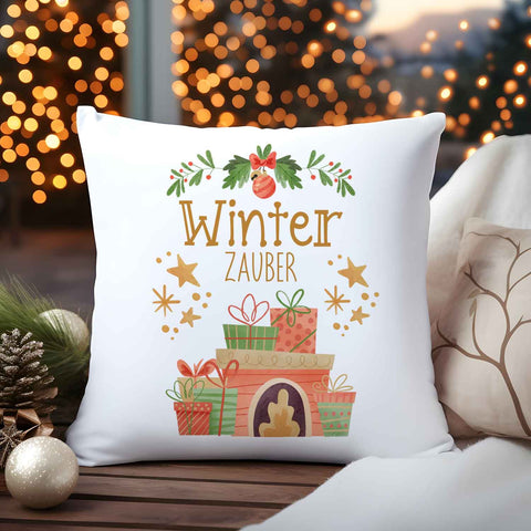 Kissen mit Weihnachtsmotiv - Winterzauber  - Weihnachtsdeko - Geschenk für Frauen & Männer