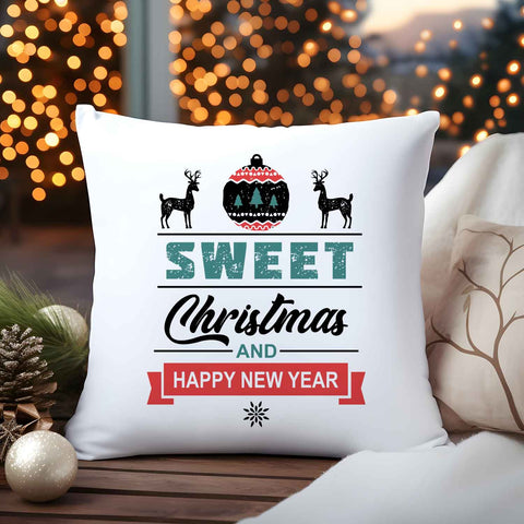 Kissen mit Weihnachtsmotiv - Sweet Christmas and Happy New Year - Weihnachtsdeko - Frauen & Männer