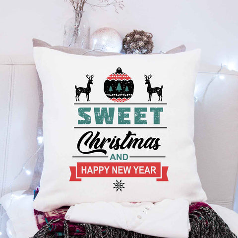 Kissen mit Weihnachtsmotiv - Sweet Christmas and Happy New Year - Weihnachtsdeko - Frauen & Männer