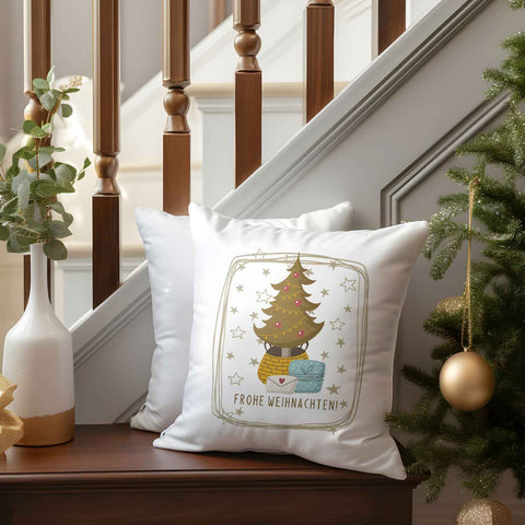 Kissen mit Weihnachtsmotiv mit Namen - Frohe Weihnachten Christmas tree - Weihnachtsdeko