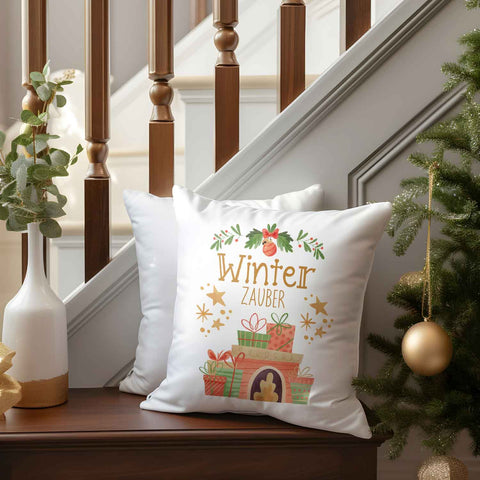 Kissen mit Weihnachtsmotiv - Winterzauber  - Weihnachtsdeko - Geschenk für Frauen & Männer
