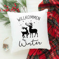 Kissen mit Weihnachtsmotiv - Willkommen Winter  - Weihnachtsdeko - Geschenk für Frauen & Männer