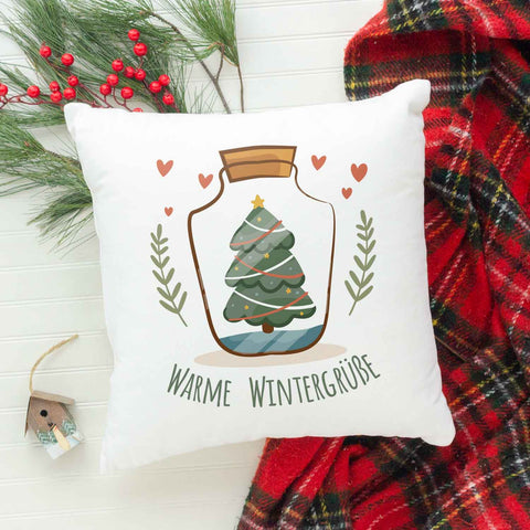 Kissen mit Weihnachtsmotiv - Warme Wintergrüße - Weihnachtsdeko - Für Frauen & Männer