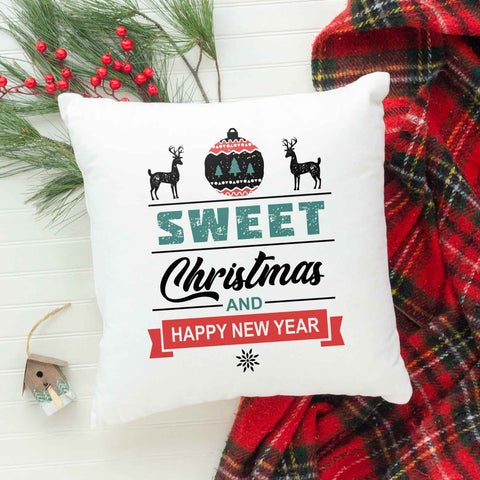 Kissen mit Weihnachtsmotiv - Sweet Christmas and Happy New Year - Weihnachtsdeko - Frauen & Männer