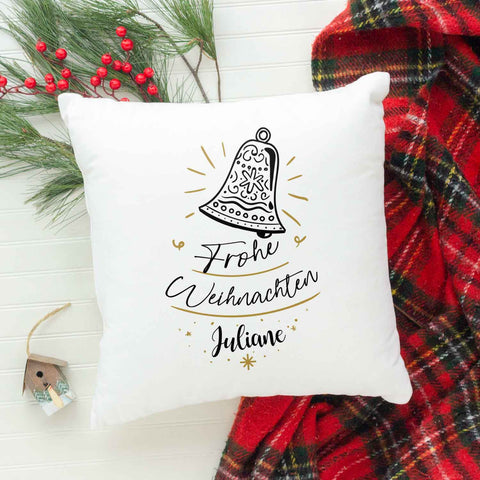 Kissen mit Weihnachtsmotiv und Namen - Weihnachtsglocke  - Weihnachtsdeko - Geschenk für Sie & Ihn