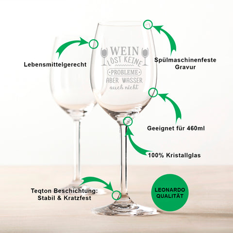 Leonardo Weinglas mit Gravur "Wein löst keine Probleme"