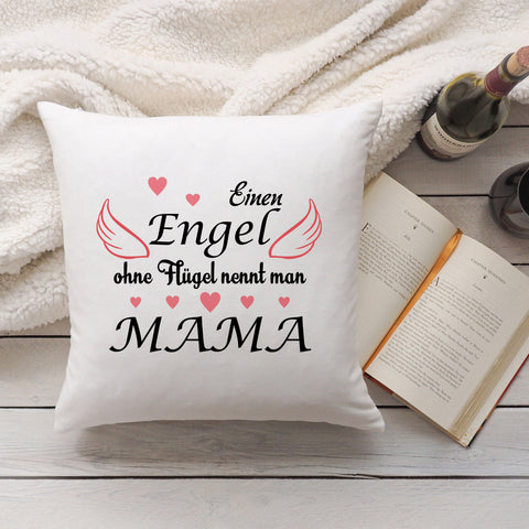 Bedrucktes Kissen mit Spruch Engel ohne Flügel