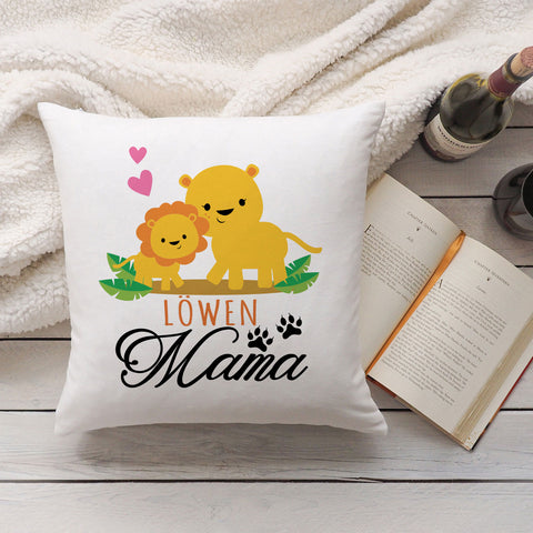 Bedrucktes Kissen mit Spruch Löwen Mama