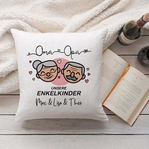 Bedrucktes Kissen mit Motiv "Oma & Opa Enkelkind" mit Wunschnamen