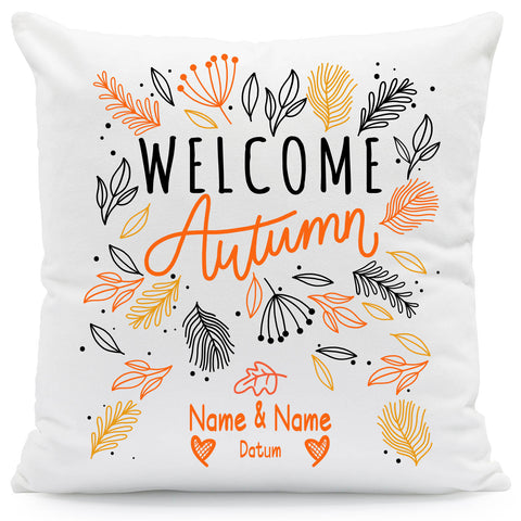 Bedrucktes Kissen mit Spruch Welcome Autumn