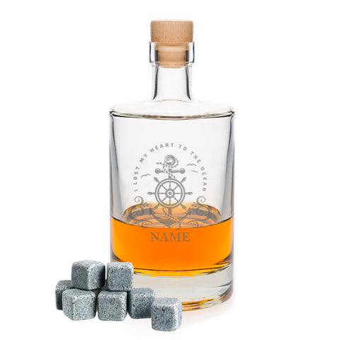Leonardo Whiskygläser mit Gravur - "Heart to the ocean" im Set mit 0,5l Karaffe
