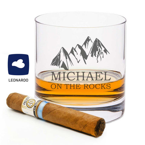 Leonardo Whiskygläser mit Gravur - "On the Rocks" im Set mit 0,5l Karaffe