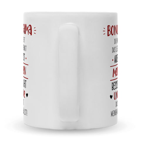 Bedruckte Tasse mit Spruch Bonus Eltern