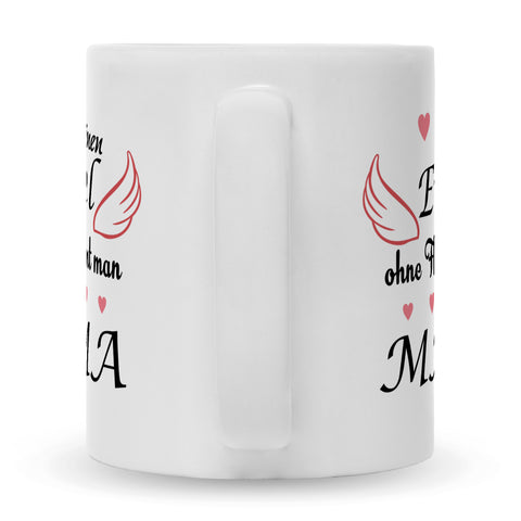 Bedruckte Tasse mit Spruch Engel ohne Flügel
