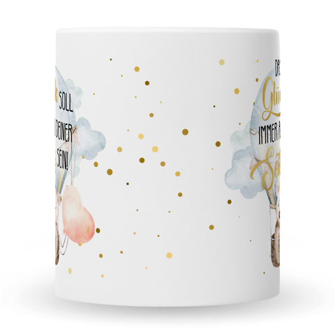 Bedruckte Tasse mit Spruch Glück immer an deiner Seite