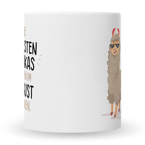 Bedruckte Tasse mit Spruch Die coolsten Alpakas