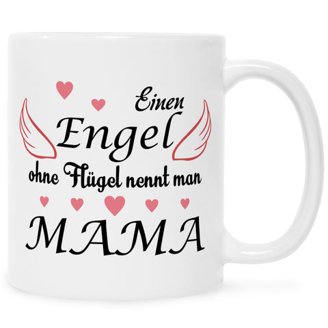 Bedruckte Tasse mit Spruch Engel ohne Flügel