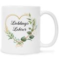 Bedruckte Tasse mit Spruch Lieblingslehrer/Lieblingslehrerin